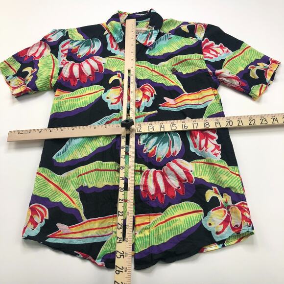 Pataloha XXS Unisex Button Short Sleeve Pocket Collared Hawaiian Floral Shirt - Picture 3 of 7